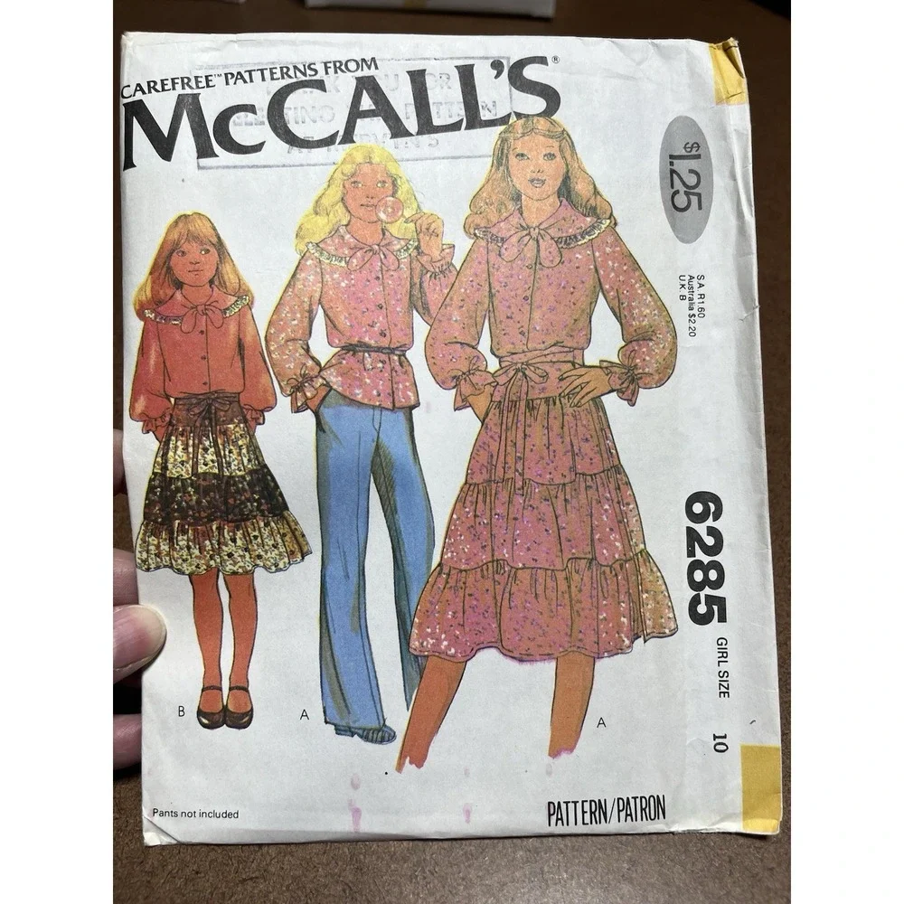 McCalls 6285 Girls Top And Skirt Size 10